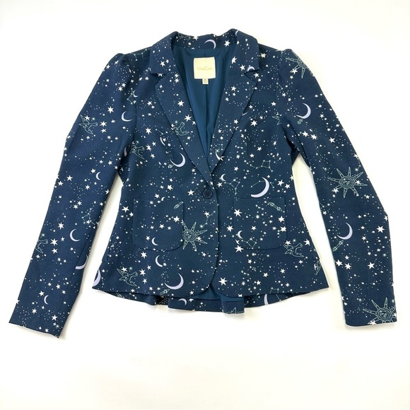 Stargazing Splendor blue ModCloth stars constellation print womens blazer Medium - Picture 11 of 16